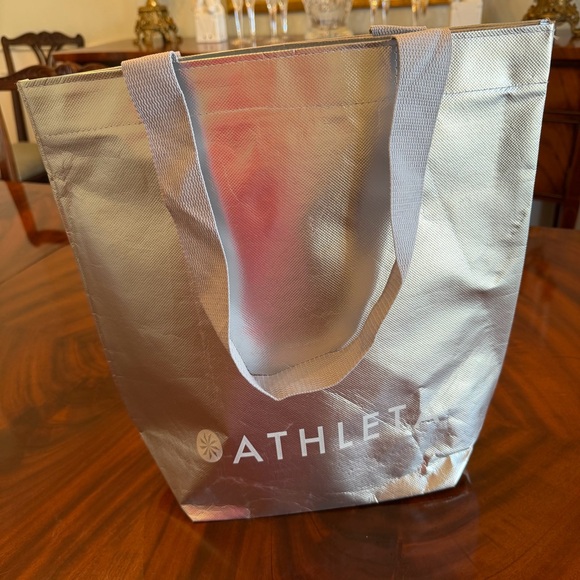 Athleta Handbags - Athleta Silver Metallic Reusable Shopper Tote Bag